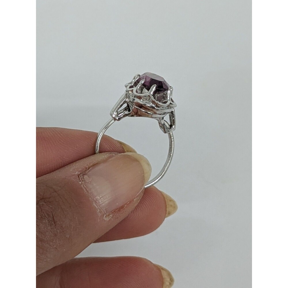 Vintage  Purple Stone Sterling Silver Ring Size 5 Adjustable (Up to 7) - Picture 3 of 7
